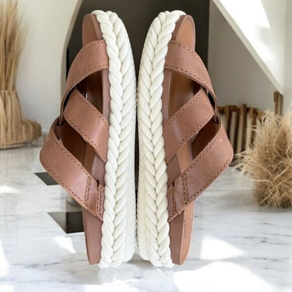 Lucky Brand Women's Loftee Platform Leather Sandals Size 7.5 in Adobe Brown - Picture 9 of 12